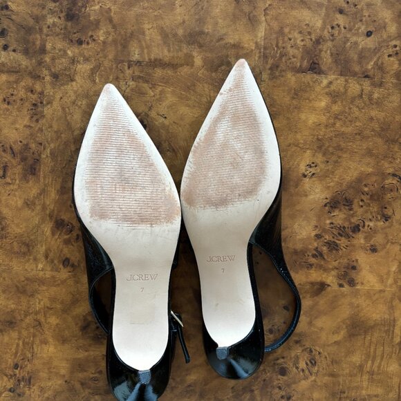 Slingback kitten heels in black crinkle patent leather - Size 7 - Picture 3 of 5
